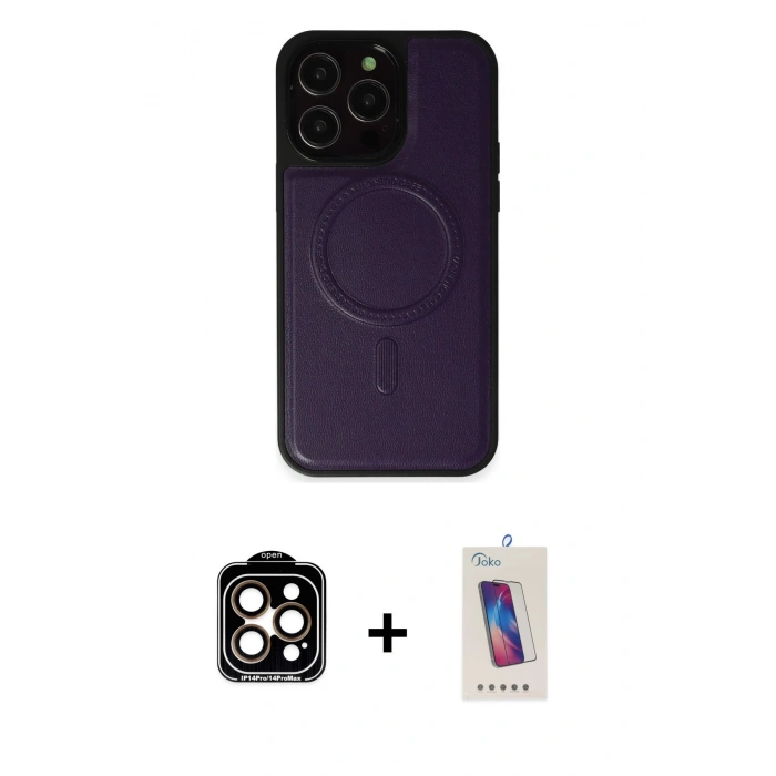 MARSİLYAN™- iPhone 14 Pro Max Kılıf Zirve Işık Serisi - Siyah Joko 5D Cam + PVD Metal Kamera Lens - TU