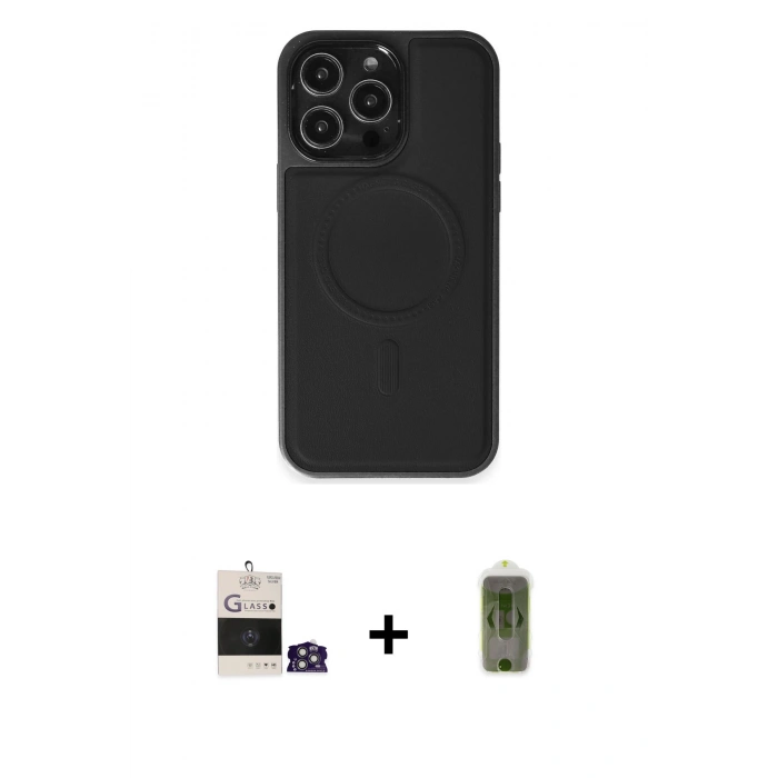 MARSİLYAN™- iPhone 14 Pro Max Kılıf Zirve Işık Serisi - Siyah Joko Magic 5D Hayalet Cam + Bilvis Titan Kamera Lens - GS