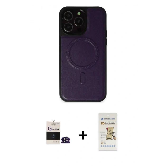 MARSİLYAN™- iPhone 14 Pro Max Kılıf Zirve Işık Serisi - Siyah Mat Seramik Nano Ekran Koruyucu + Bilvis Titan Kamera Lens - DNMR