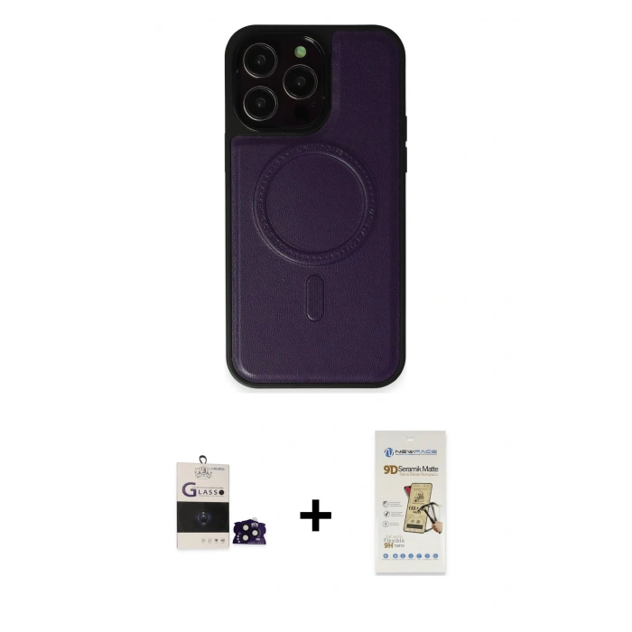 MARSİLYAN™- iPhone 14 Pro Max Kılıf Zirve Işık Serisi - Siyah Mat Seramik Nano Ekran Koruyucu + Bilvis Titan Kamera Lens - SH