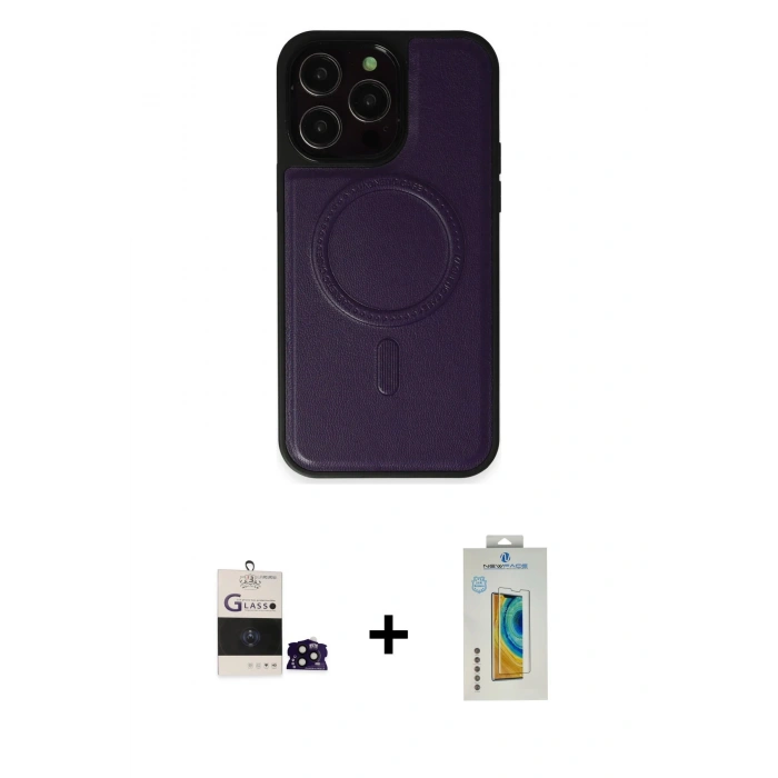 MARSİLYAN™- iPhone 14 Pro Max Kılıf Zirve Işık Serisi - Siyah Polymer Nano Ekran Koruyucu + Bilvis Titan Kamera Lens - SH