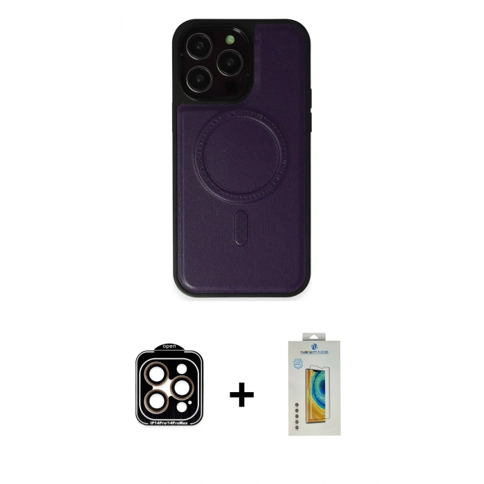 MARSİLYAN™- iPhone 14 Pro Max Kılıf Zirve Işık Serisi - Siyah Polymer Nano Ekran Koruyucu + PVD Metal Kamera Lens - TU