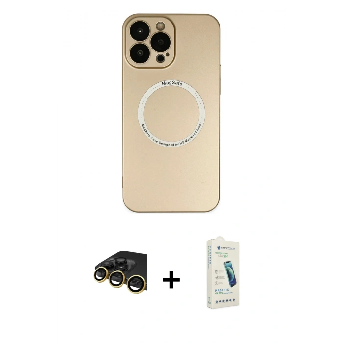 MARSİLYAN™- iPhone 14 Pro Max Kılıf Zirve Klasik Prime - Şeffaf Pasifik Cam Ekran Koruyucu + Raze Metal Kamera Lens - GD