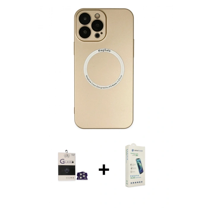 MARSİLYAN™- iPhone 14 Pro Max Kılıf Zirve Klasik Prime - Şeffaf Pasifik Cam Ekran Koruyucu + Bilvis Titan Kamera Lens - GS