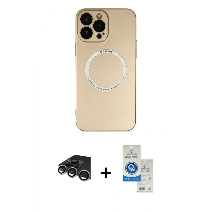 MARSİLYAN™- iPhone 14 Pro Max Kılıf Zirve Klasik Prime - Şeffaf Royal Nano Ekran Koruyucu + Raze Metal Kamera Lens - GS