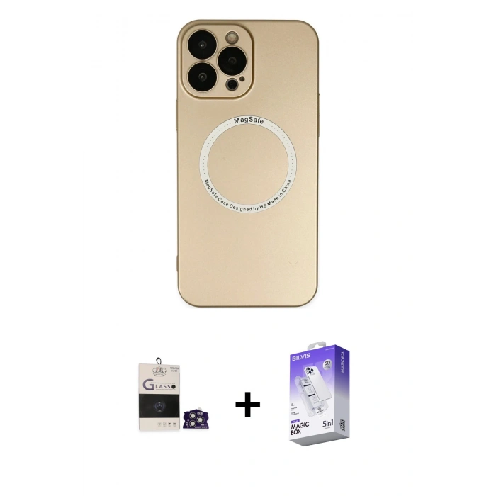 MARSİLYAN™- iPhone 14 Pro Max Kılıf Zirve Klasik Prime - Siyah Bilvis 5in1 3D Magic Cam Ekran Koruyucu + Bilvis Titan Kamera Lens - GS