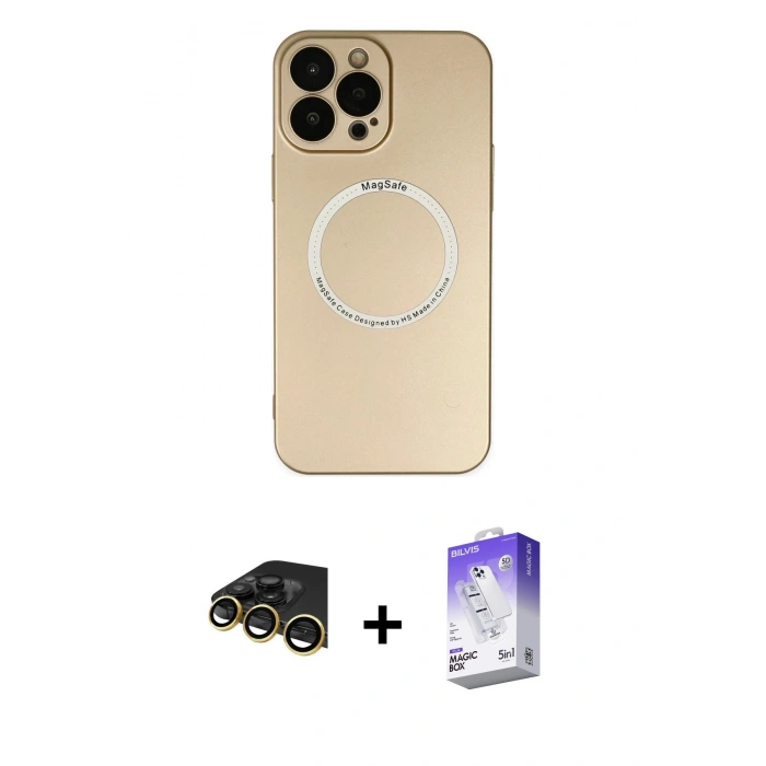 MARSİLYAN™- iPhone 14 Pro Max Kılıf Zirve Klasik Prime - Siyah Bilvis 5in1 3D Magic Cam Ekran Koruyucu + Raze Metal Kamera Lens - GD