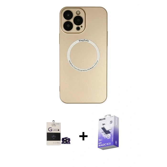 MARSİLYAN™- iPhone 14 Pro Max Kılıf Zirve Klasik Prime - Siyah Bilvis 5in1 5D Magic Hayalet Cam Ekran Koruyucu + Siyah Bilvis Titan Kamera Lens