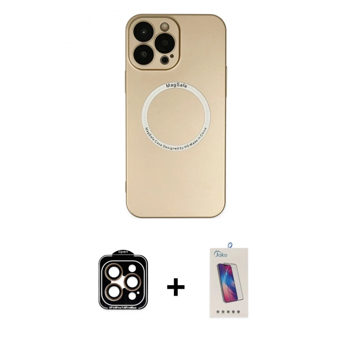 MARSİLYAN™- iPhone 14 Pro Max Kılıf Zirve Klasik Prime - Siyah Joko 5D Cam + PVD Metal Kamera Lens - TU