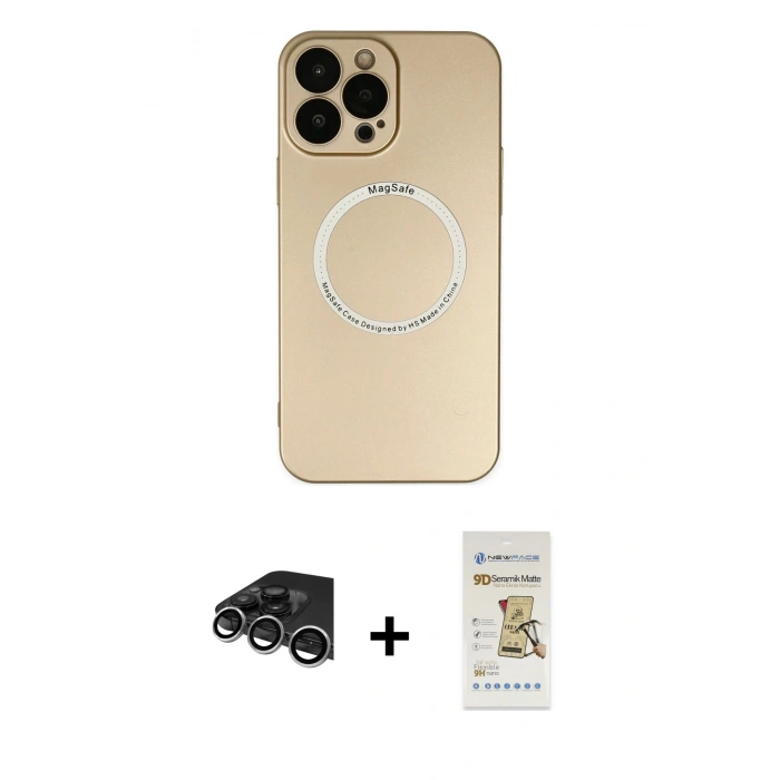 MARSİLYAN™- iPhone 14 Pro Max Kılıf Zirve Klasik Prime - Siyah Mat Seramik Nano Ekran Koruyucu + Raze Metal Kamera Lens - GS