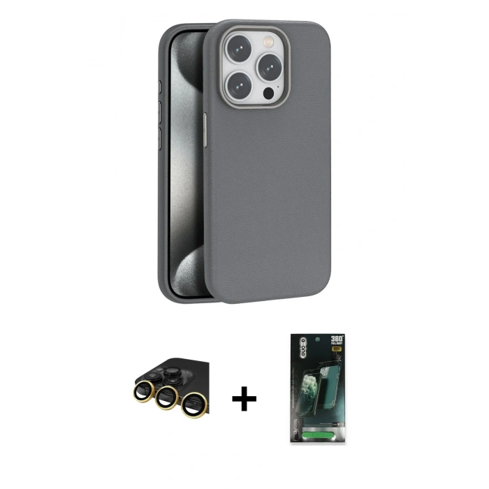 MARSİLYAN™- iPhone 14 Pro Max Kılıf Zirve Modern Prime - Şeffaf 360 Full Body Arka Koruyucu + Raze Metal Kamera Lens - GD