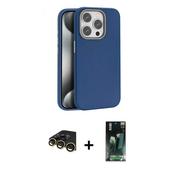 MARSİLYAN™- iPhone 14 Pro Max Kılıf Zirve Modern Prime - Şeffaf 360 Full Body Arka Koruyucu + Raze Metal Kamera Lens - GD