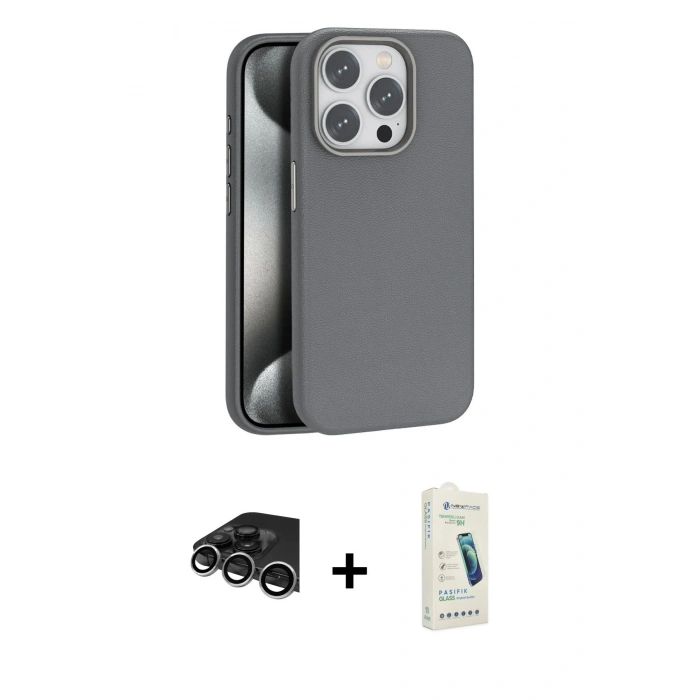 MARSİLYAN™- iPhone 14 Pro Max Kılıf Zirve Modern Prime - Şeffaf Pasifik Cam Ekran Koruyucu + Raze Metal Kamera Lens - GS