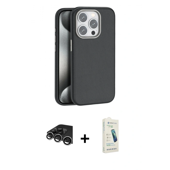 MARSİLYAN™- iPhone 14 Pro Max Kılıf Zirve Modern Prime - Şeffaf Pasifik Cam Ekran Koruyucu + Raze Metal Kamera Lens - GS