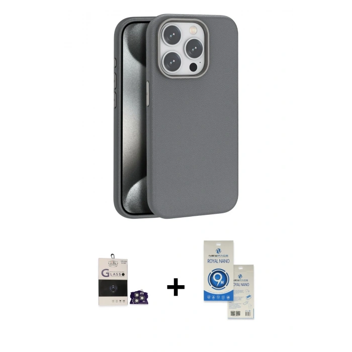 MARSİLYAN™- iPhone 14 Pro Max Kılıf Zirve Modern Prime - Şeffaf Royal Nano Ekran Koruyucu + Bilvis Titan Kamera Lens - GS