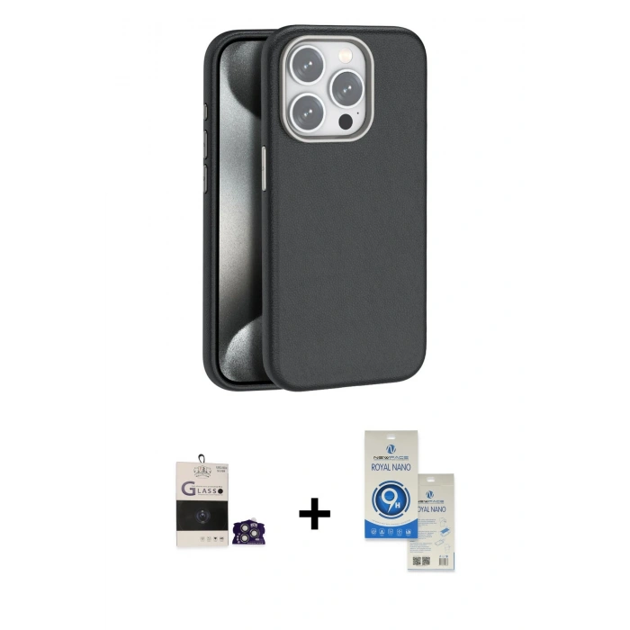 MARSİLYAN™- iPhone 14 Pro Max Kılıf Zirve Modern Prime - Şeffaf Royal Nano Ekran Koruyucu + Bilvis Titan Kamera Lens - GS