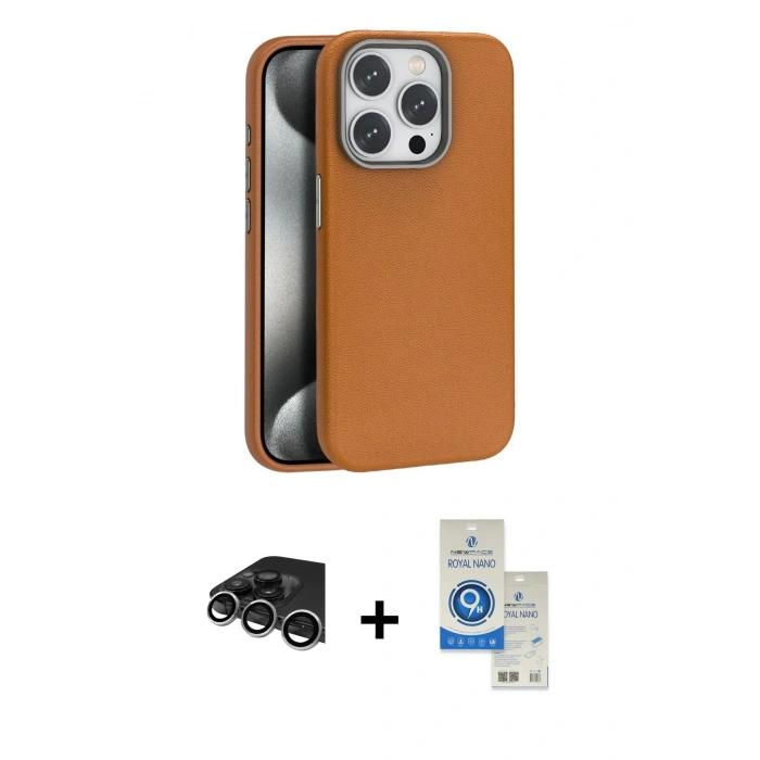 MARSİLYAN™- iPhone 14 Pro Max Kılıf Zirve Modern Prime - Şeffaf Royal Nano Ekran Koruyucu + Raze Metal Kamera Lens - GS