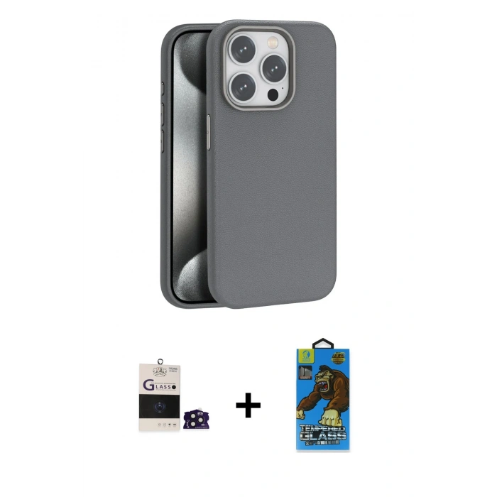 MARSİLYAN™- iPhone 14 Pro Max Kılıf Zirve Modern Prime - Siyah 18D Cam Ekran Koruyucu + Bilvis Titan Kamera Lens - DNMR