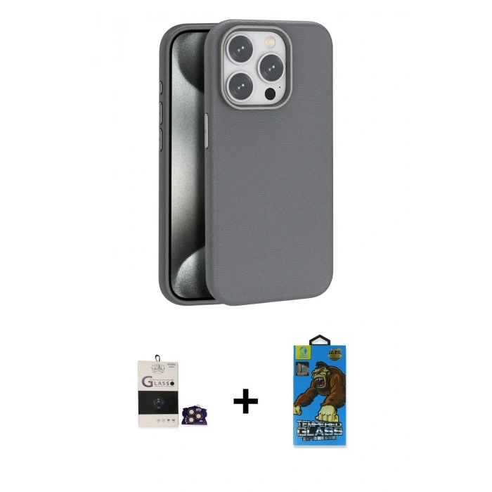 MARSİLYAN™- iPhone 14 Pro Max Kılıf Zirve Modern Prime - Siyah 18D Cam Ekran Koruyucu + Bilvis Titan Kamera Lens - GD