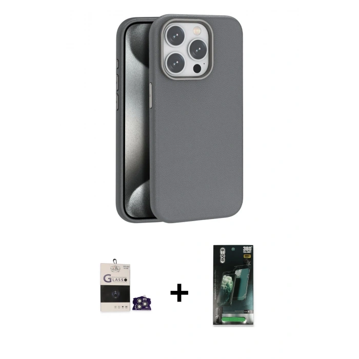 MARSİLYAN™- iPhone 14 Pro Max Kılıf Zirve Modern Prime - Siyah 360 Mat Full Body Arka Koruyucu + Bilvis Titan Kamera Lens - GS