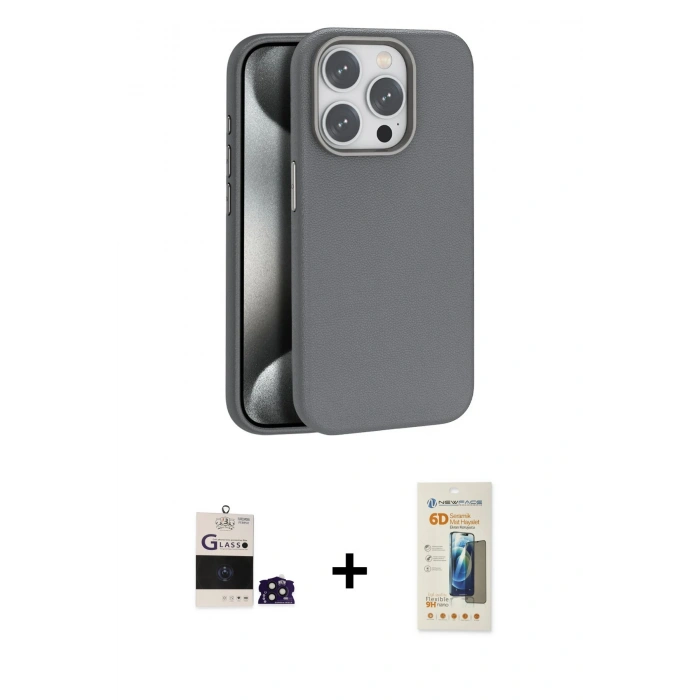 MARSİLYAN™- iPhone 14 Pro Max Kılıf Zirve Modern Prime - Siyah 6D Mat Seramik Hayalet Nano Ekran Koruyucu + Bilvis Titan Kamera Lens - DNMR