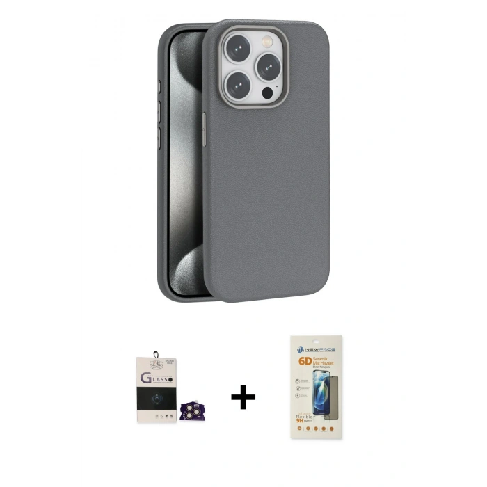 MARSİLYAN™- iPhone 14 Pro Max Kılıf Zirve Modern Prime - Siyah 6D Mat Seramik Hayalet Nano Ekran Koruyucu + Bilvis Titan Kamera Lens - GD