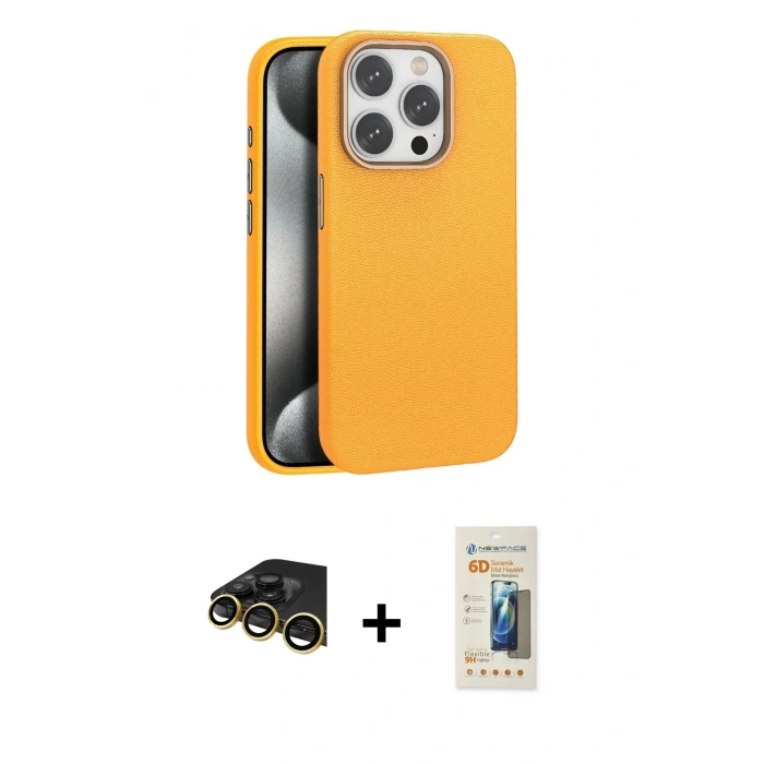 MARSİLYAN™- iPhone 14 Pro Max Kılıf Zirve Modern Prime - Siyah 6D Mat Seramik Hayalet Nano Ekran Koruyucu + Raze Metal Kamera Lens - GD