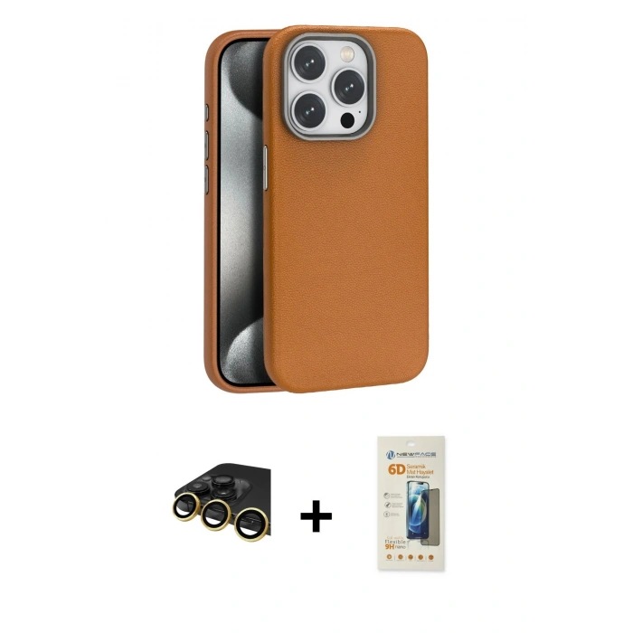 MARSİLYAN™- iPhone 14 Pro Max Kılıf Zirve Modern Prime - Siyah 6D Mat Seramik Hayalet Nano Ekran Koruyucu + Raze Metal Kamera Lens - GD