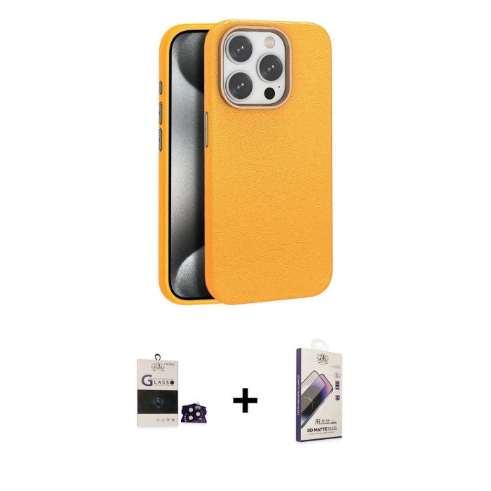 MARSİLYAN™- iPhone 14 Pro Max Kılıf Zirve Modern Prime - Siyah Bilvis 3D Mat Cam Ekran Koruyucu + Bilvis Titan Kamera Lens - SH