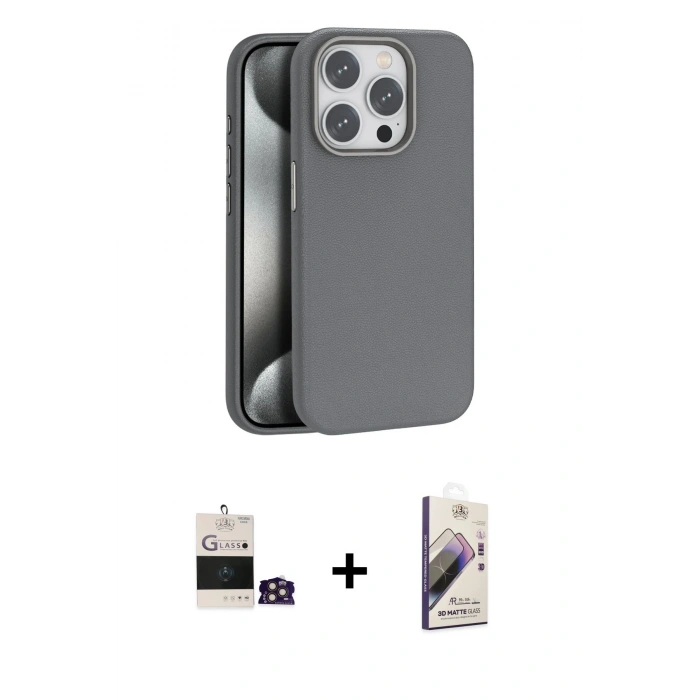 MARSİLYAN™- iPhone 14 Pro Max Kılıf Zirve Modern Prime - Siyah Bilvis 3D Mat Cam Ekran Koruyucu + Bilvis Titan Kamera Lens - GD