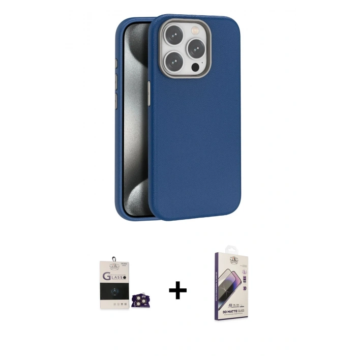 MARSİLYAN™- iPhone 14 Pro Max Kılıf Zirve Modern Prime - Siyah Bilvis 3D Mat Cam Ekran Koruyucu + Bilvis Titan Kamera Lens - GD