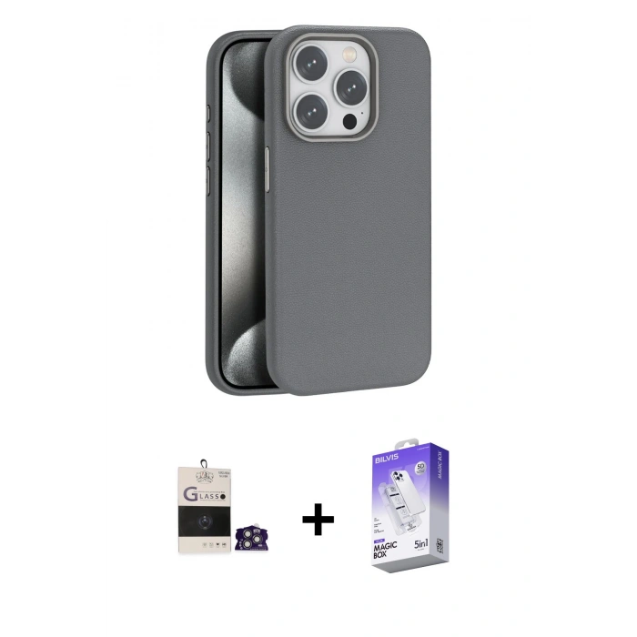 MARSİLYAN™- iPhone 14 Pro Max Kılıf Zirve Modern Prime - Siyah Bilvis 5in1 3D Magic Cam Ekran Koruyucu + Bilvis Titan Kamera Lens - GS