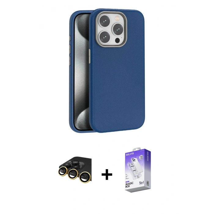MARSİLYAN™- iPhone 14 Pro Max Kılıf Zirve Modern Prime - Siyah Bilvis 5in1 3D Magic Cam Ekran Koruyucu + Raze Metal Kamera Lens - GD