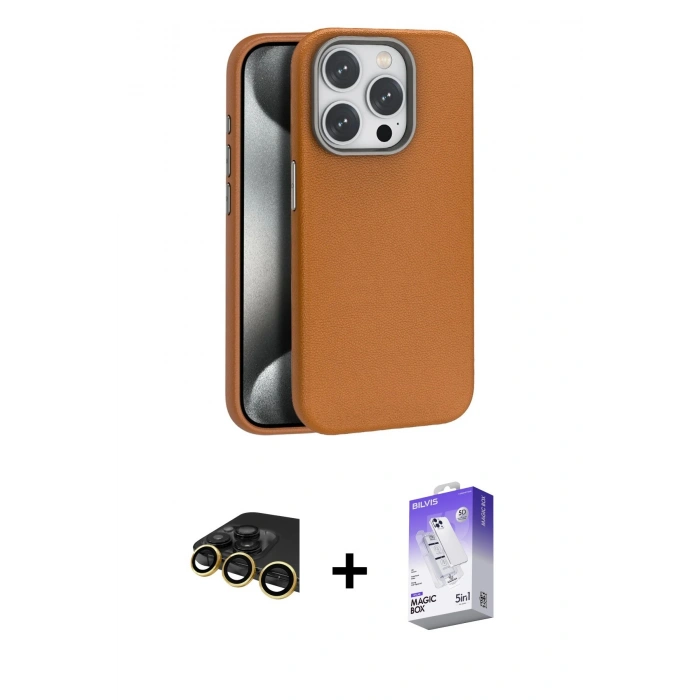 MARSİLYAN™- iPhone 14 Pro Max Kılıf Zirve Modern Prime - Siyah Bilvis 5in1 3D Magic Cam Ekran Koruyucu + Raze Metal Kamera Lens - GD
