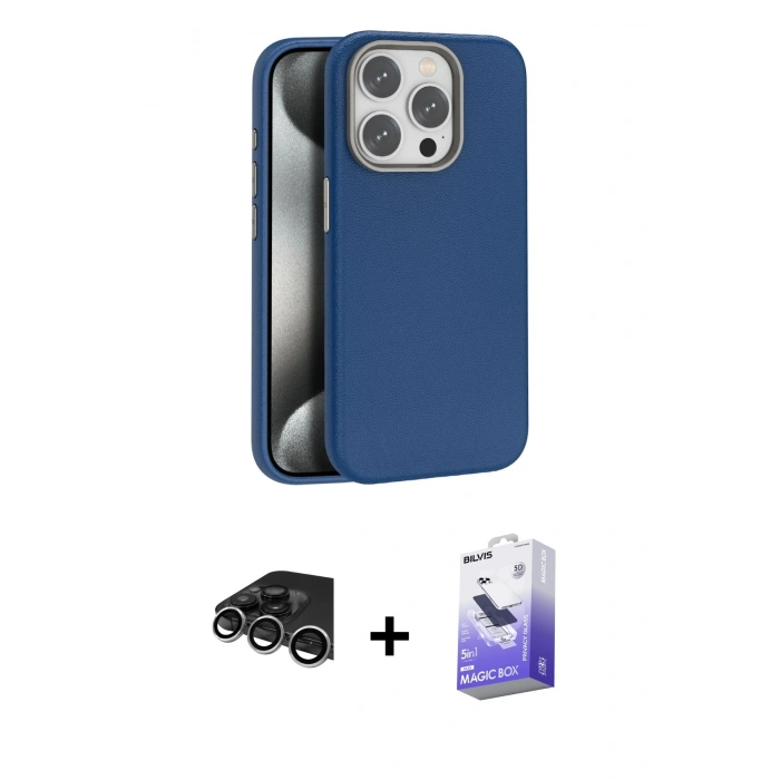 MARSİLYAN™- iPhone 14 Pro Max Kılıf Zirve Modern Prime - Siyah Bilvis 5in1 5D Magic Hayalet Cam Ekran Koruyucu + Raze Metal Kamera Lens - GS