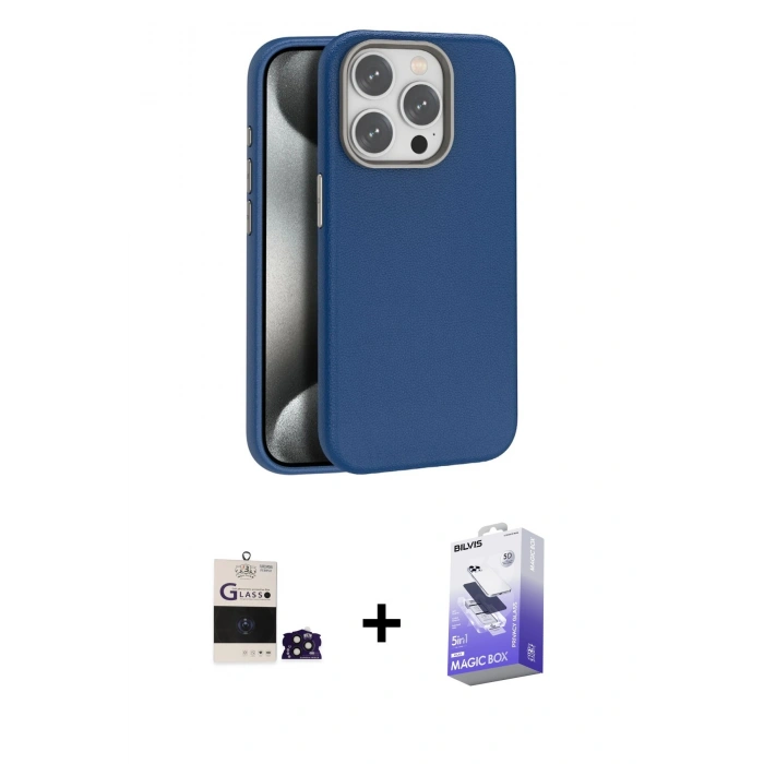 MARSİLYAN™- iPhone 14 Pro Max Kılıf Zirve Modern Prime - Siyah Bilvis 5in1 5D Magic Hayalet Cam Ekran Koruyucu + Bilvis Titan Kamera Lens - DNMR
