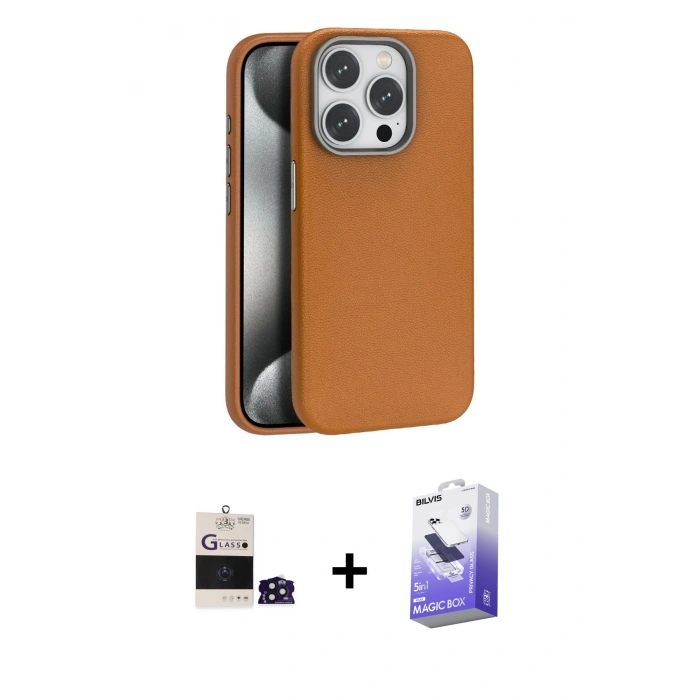 MARSİLYAN™- iPhone 14 Pro Max Kılıf Zirve Modern Prime - Siyah Bilvis 5in1 5D Magic Hayalet Cam Ekran Koruyucu + Bilvis Titan Kamera Lens - DNMR