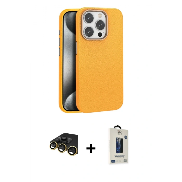 MARSİLYAN™- iPhone 14 Pro Max Kılıf Zirve Modern Prime - Siyah Bilvis Hayalet Cam Ekran Koruyucu + Raze Metal Kamera Lens - GD