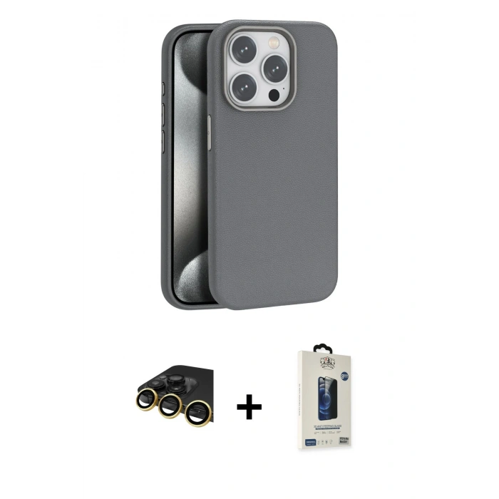 MARSİLYAN™- iPhone 14 Pro Max Kılıf Zirve Modern Prime - Siyah Bilvis Hayalet Cam Ekran Koruyucu + Raze Metal Kamera Lens - GD