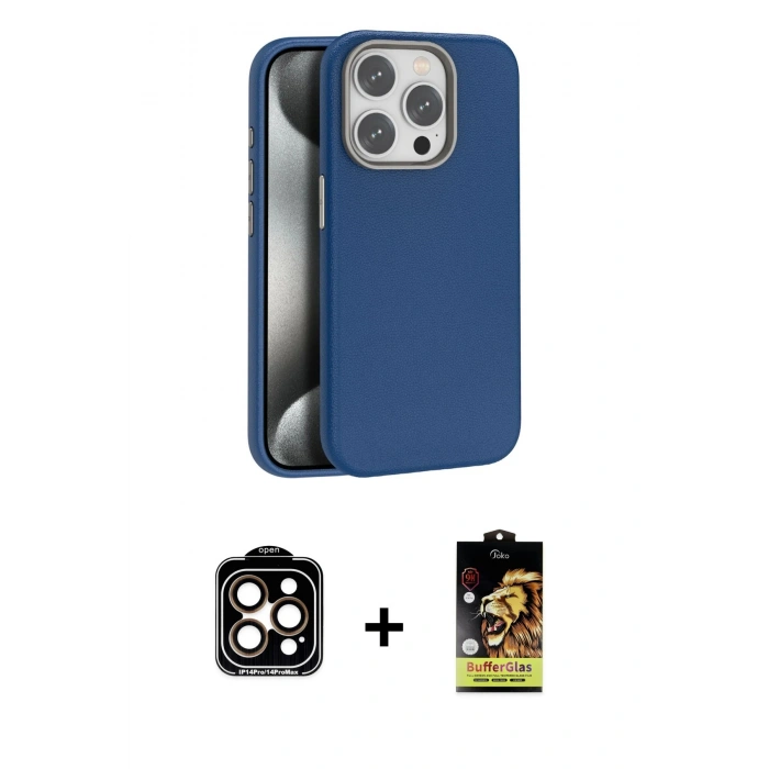 MARSİLYAN™- iPhone 14 Pro Max Kılıf Zirve Modern Prime - Siyah Buffer Cam Ekran Koruyucu + PVD Metal Kamera Lens - TU