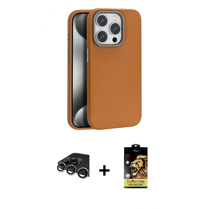 MARSİLYAN™- iPhone 14 Pro Max Kılıf Zirve Modern Prime - Siyah Buffer Cam Ekran Koruyucu + Raze Metal Kamera Lens - GS