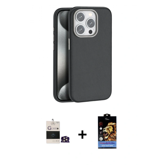 MARSİLYAN™- iPhone 14 Pro Max Kılıf Zirve Modern Prime - Siyah Buffer Hayalet Cam Ekran Koruyucu + Bilvis Titan Kamera Lens - GD