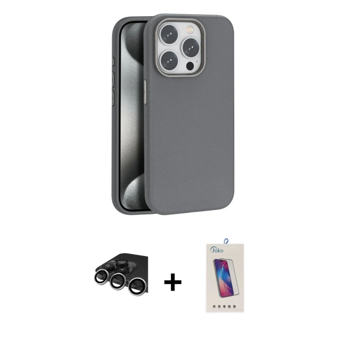 MARSİLYAN™- iPhone 14 Pro Max Kılıf Zirve Modern Prime - Siyah Joko 5D Cam + Raze Metal Kamera Lens - GS