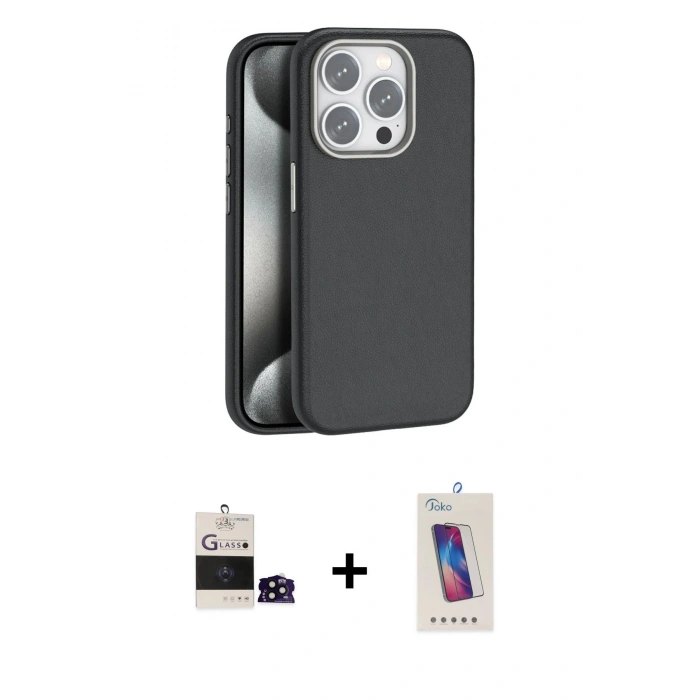 MARSİLYAN™- iPhone 14 Pro Max Kılıf Zirve Modern Prime - Siyah Joko 5D Cam + Bilvis Titan Kamera Lens - SH