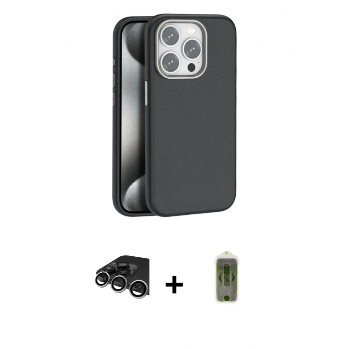 MARSİLYAN™- iPhone 14 Pro Max Kılıf Zirve Modern Prime - Siyah Joko Magic 5D Hayalet Cam + Raze Metal Kamera Lens - GS