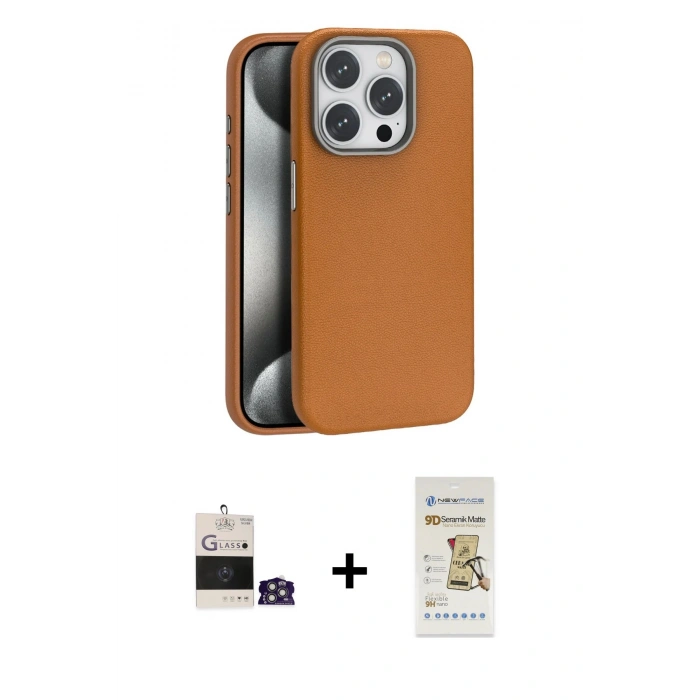 MARSİLYAN™- iPhone 14 Pro Max Kılıf Zirve Modern Prime - Siyah Mat Seramik Nano Ekran Koruyucu + Bilvis Titan Kamera Lens - GS