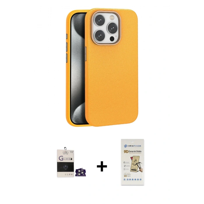 MARSİLYAN™- iPhone 14 Pro Max Kılıf Zirve Modern Prime - Siyah Mat Seramik Nano Ekran Koruyucu + Bilvis Titan Kamera Lens - GS