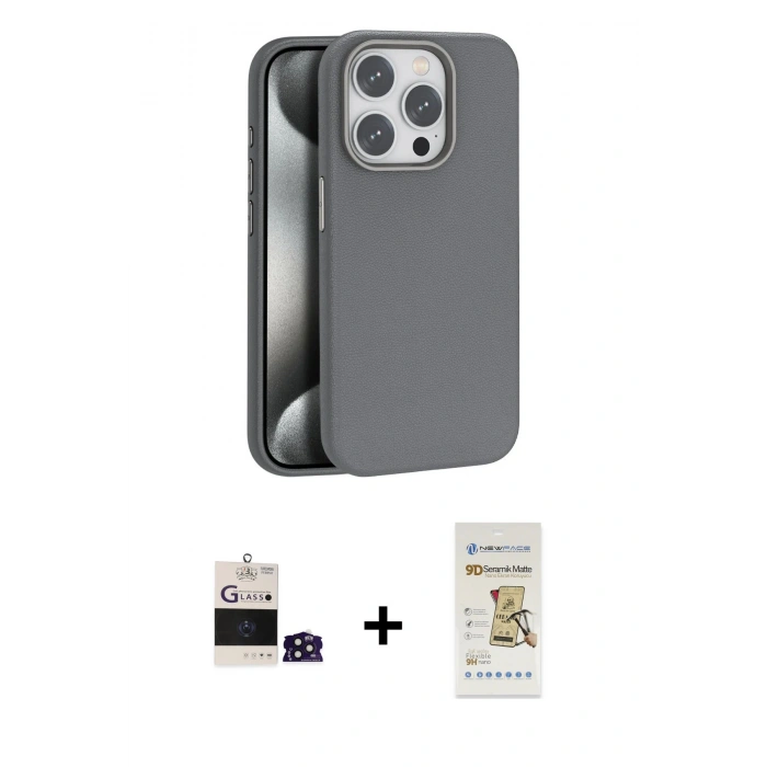 MARSİLYAN™- iPhone 14 Pro Max Kılıf Zirve Modern Prime - Siyah Mat Seramik Nano Ekran Koruyucu + Bilvis Titan Kamera Lens - DNMR