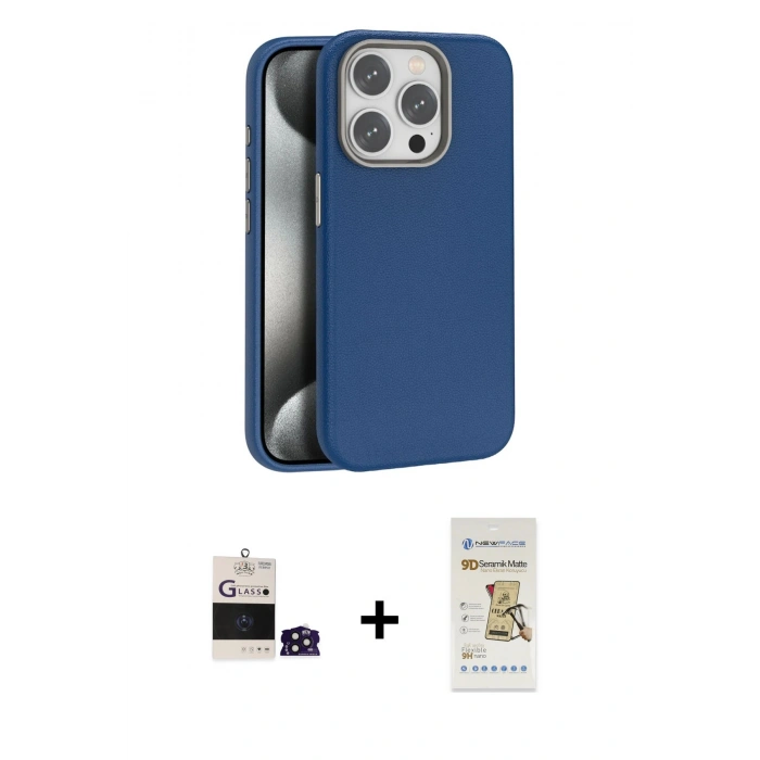 MARSİLYAN™- iPhone 14 Pro Max Kılıf Zirve Modern Prime - Siyah Mat Seramik Nano Ekran Koruyucu + Bilvis Titan Kamera Lens - DNMR