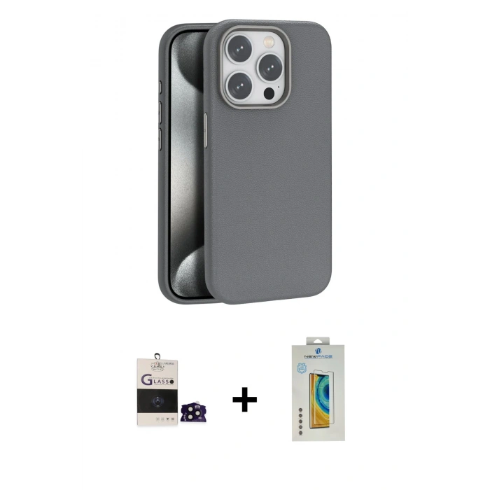 MARSİLYAN™- iPhone 14 Pro Max Kılıf Zirve Modern Prime - Siyah Polymer Nano Ekran Koruyucu + Bilvis Titan Kamera Lens - SH